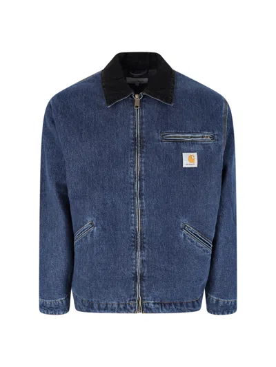 Carhartt Blue Og Detroit Velvet-collar Cotton Denim Jacket