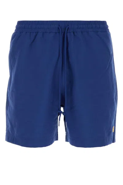 CARHARTT BLUE POLYESTER CHASE SWIM TRUNKS