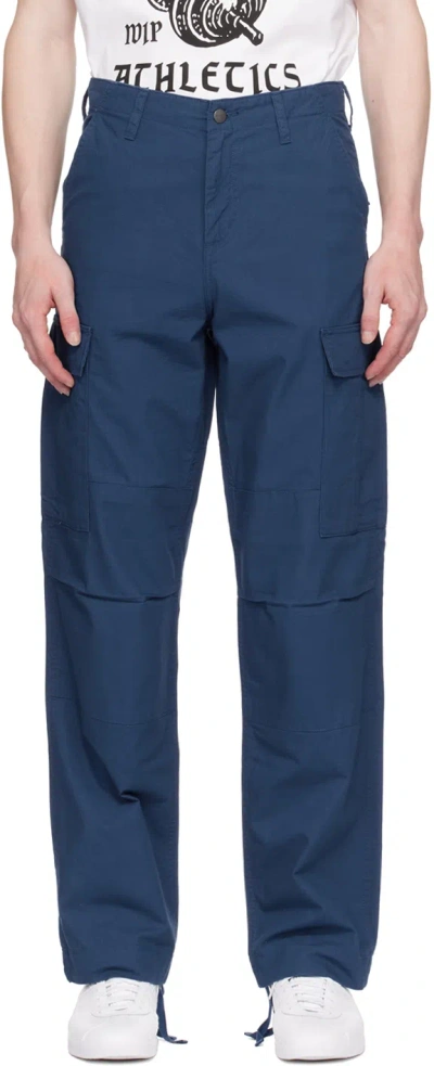 Carhartt Blue Regular Cargo Pants In 1zf Elder