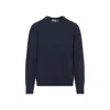 Carhartt Crew Neck Speckled Knit Sweater With Ribbed Cuffs In Blue