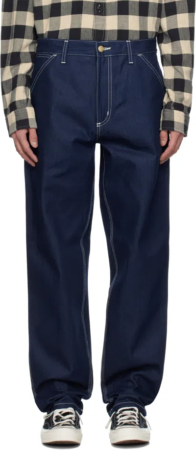Carhartt Blue Simple Jeans In 0101 Blue Rigid