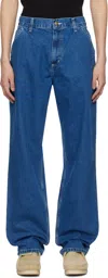 Carhartt Blue Simple Jeans In 0106 Blue Stone Wash