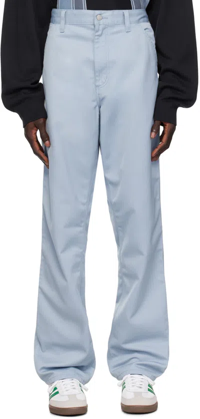 Carhartt Blue Simple Trousers In 02 0w9 Misty Sky