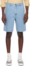 Carhartt Blue Single Knee Denim Shorts In Bleached