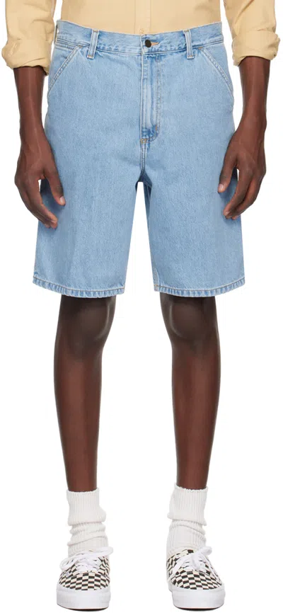 Carhartt Blue Single Knee Denim Shorts In 01 Blue