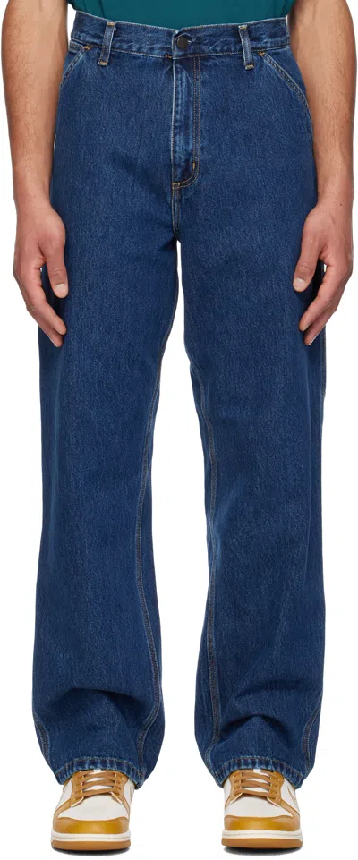 Carhartt Blue Single Knee Jeans In Denim