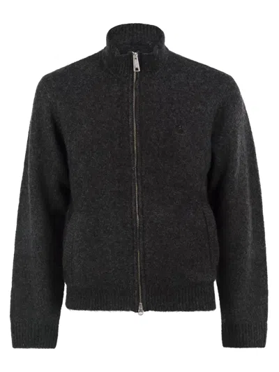 Carhartt Bouclé-effect Zip Cardigan In Black