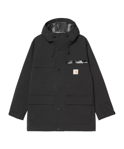 Carhartt Bowden Hooded Raincoat In Black