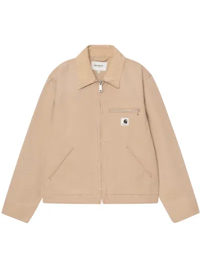 Carhartt Boxy Cropped Jacket With Adjustable Snap Buttons In Brown