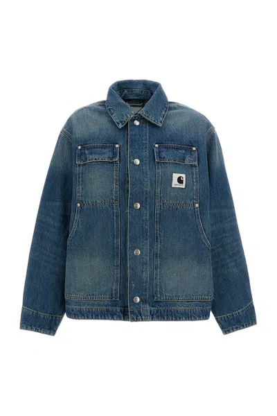 Carhartt Boxy Denim Jacket With Reinforced Pockets In Blue
