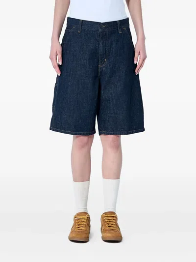 Carhartt Brandon Logo-patch Denim Shorts In Blue