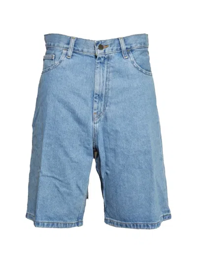 Carhartt Brandon Logo-patch Denim Shorts In Blue