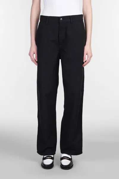 Carhartt Straight Leg Pants With Belt Loops And Pockets In Black Stone Was