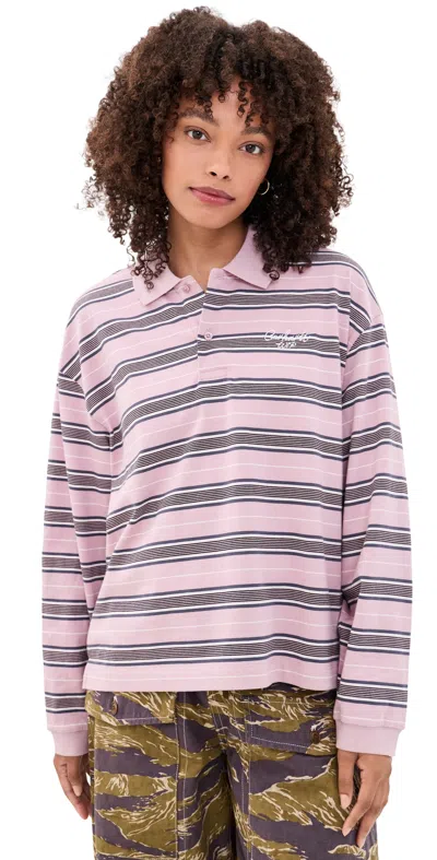 Carhartt Long Sleeve Bronson Polo Shirt In Pink