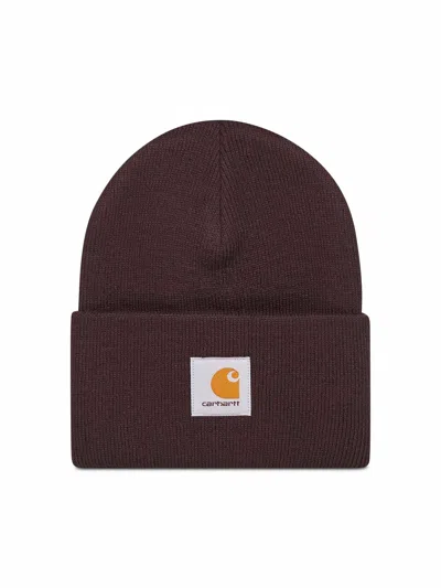 Carhartt Brown Acrylic Watch Beanie In Burgundy