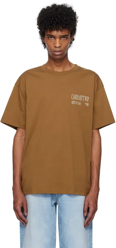 Carhartt Brown 'best In Class' T-shirt In Hzxx Hamilton Brown