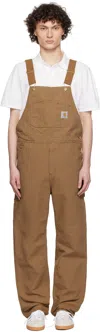Carhartt Wip Bib Logo Patch Overalls In Hz02 Hamilton Brown