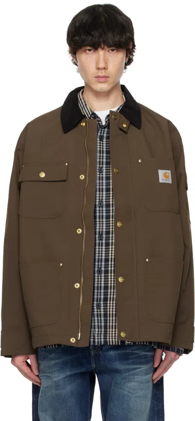 Carhartt Brown Clapton Jacket In 2ndxx Liberica / Bla