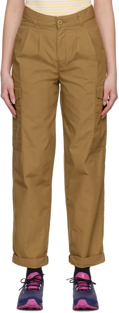 Carhartt Brown Collins Trousers In Cm02 Buffalo Rinsed
