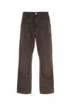 Carhartt Double Knee Wide-leg Organic Cotton-canvas Carpenter Trousers In Brown