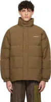 Carhartt Quilted High Collar Jacket With Front Pockets In 2evxx Chocolate / Wh