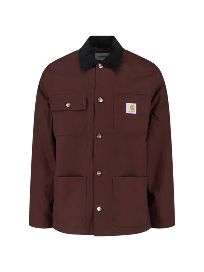 Carhartt Brown Dearborn Canvas Michigan Cotton Jacket In Burgundy
