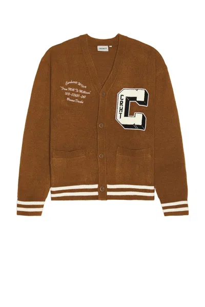 Carhartt Brown Ducks Cardigan In Hamilton Brown & Wax