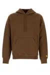 Carhartt Chocolate Cotton Blend Hooded Chase Sweat In Brown