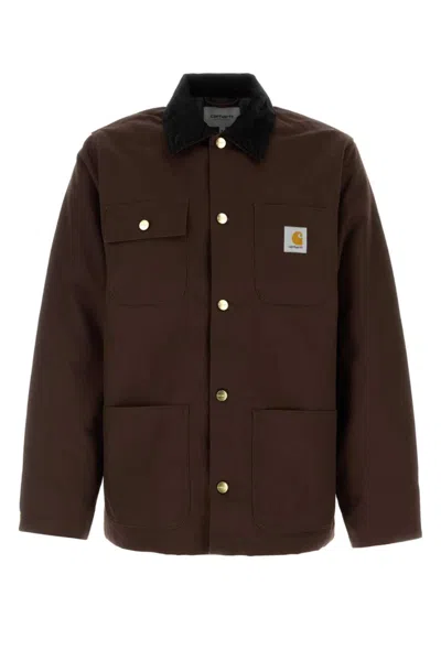 CARHARTT BROWN LOGO CORDUROY COLLAR JACKET