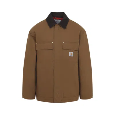 Carhartt Arctic Coat Buttoned Cuffs And Pockets In Brown