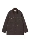 Carhartt Work In Progress Lowis Brushed Houndstooth Chore Coat In Brown
