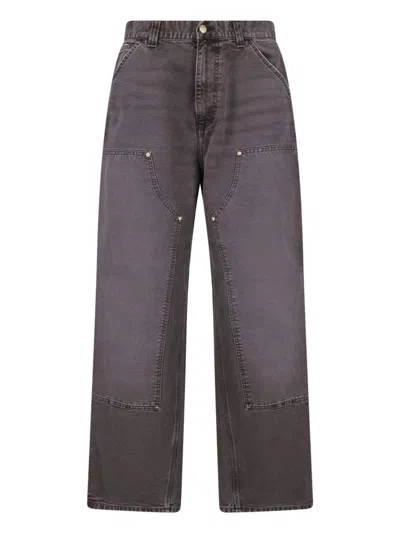 Carhartt Brown Og Double Knee Organic Cotton Denim Wide-leg Pants In Multi