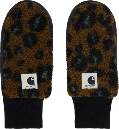 Carhartt Brown Orla Mitts In Camo Leo Jacquard T