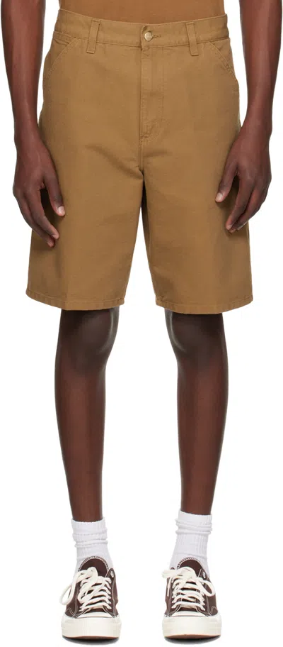 Carhartt Brown Single Knee Shorts In Hz Hamilton Brown