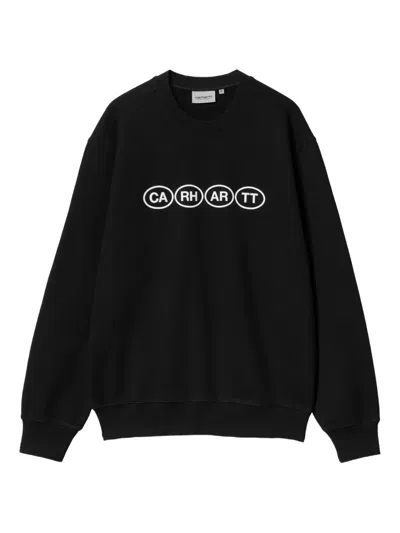 Carhartt Cotton Crew Neck Sweater With Ribbed Finish In Black