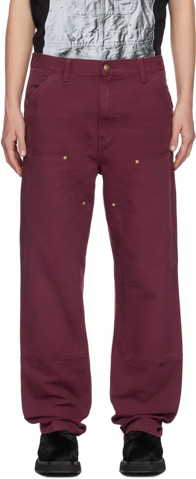 CARHARTT BURGUNDY DOUBLE KNEE CARGO PANTS