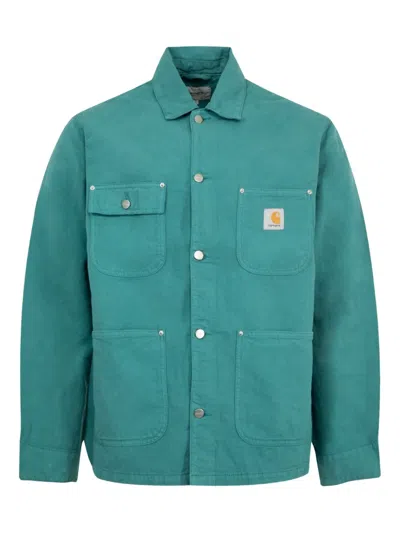 Carhartt Button-fastening Patch-pocket Shirt Jacket In Blue