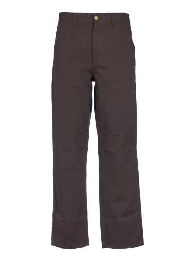 Carhartt Button Fitted Trousers In Tobacco