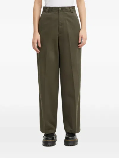Carhartt Button Logo-detail Trousers In Green