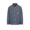 Carhartt Button-up Blue Jacket With Relaxed Fit In Gray