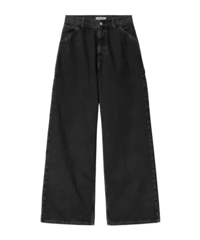 Carhartt Button Zipper Denim Trousers In Black