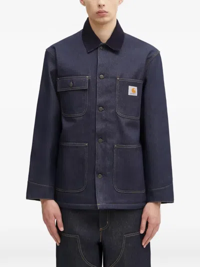 Carhartt Buttoned Corduroy-collar Jacket In Purple