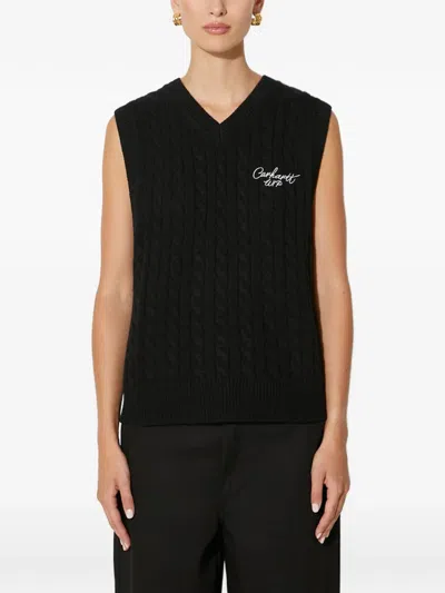 Carhartt Cable-knit V-neck Vest In Black