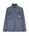 Carhartt Heavy Denim Button-up Shirt With Chest Pockets In Blue