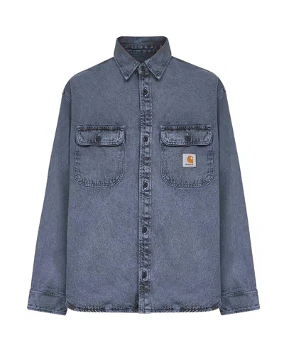 Carhartt Heavy Denim Button-up Shirt With Chest Pockets In Blue