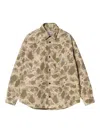 Carhartt Work In Progress Camo Duck Cotton Canvas Button-up Shirt In Brown
