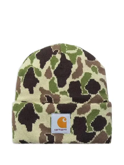 Carhartt Camouflage Logo-patch Beanie Hat In Multi