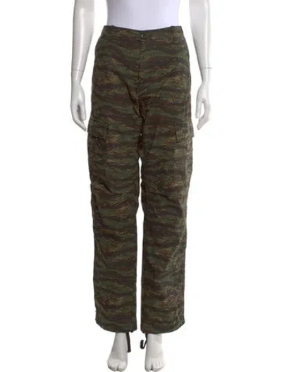 Pre-owned Carhartt Camouflage Print Straight Leg Pants In Green