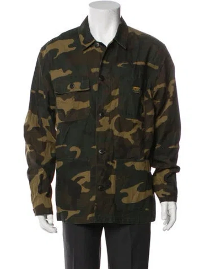 Pre-owned Carhartt Camouflage Print Utility Jacket In Green