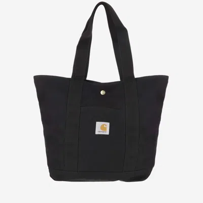 Carhartt Canvas Shopping Bag In Black Rinsed